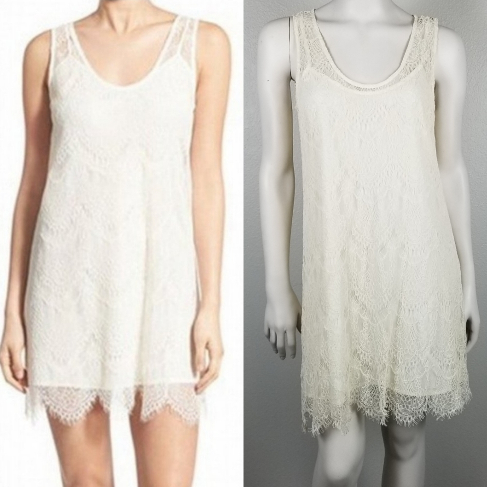 Cupcakes & Cashmere Cream Lace Mini Sleeveless Tank Dress Size Medium